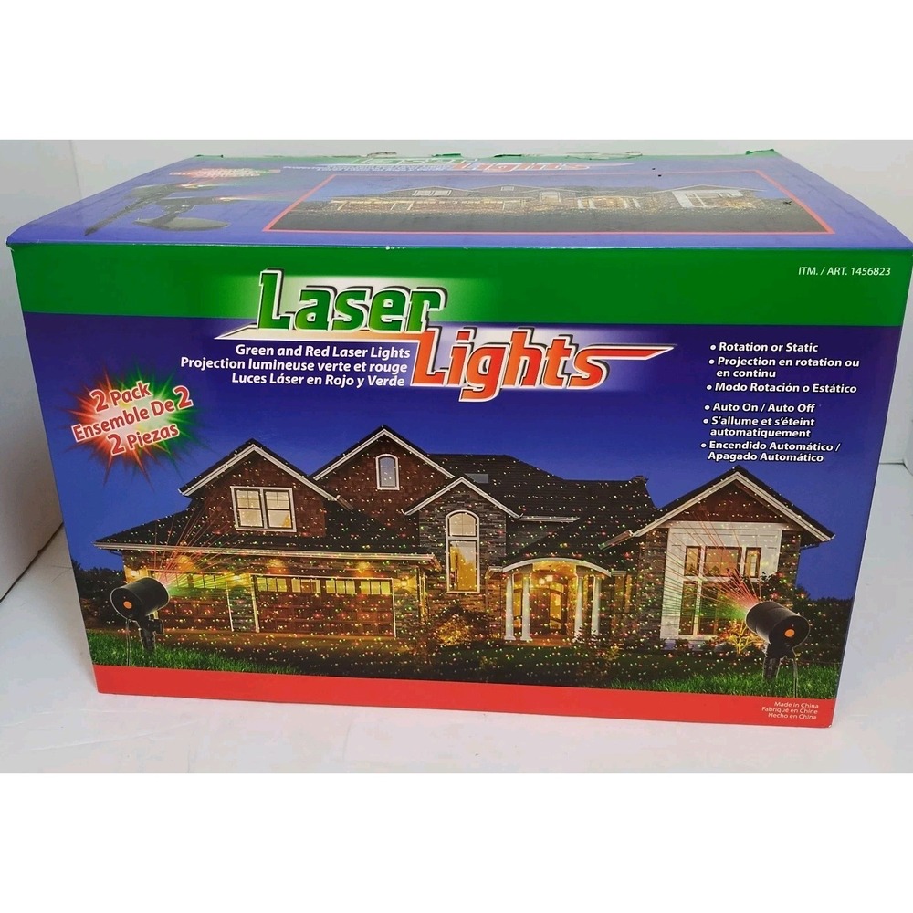 Laser Lights 2‎ Pack Green Red Laser Projection Christmas Rotate Static Tested